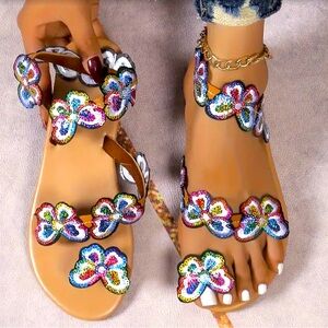 SALE! Adorable butterfly sequins sandals!  SIZES 7.5, 8, 9